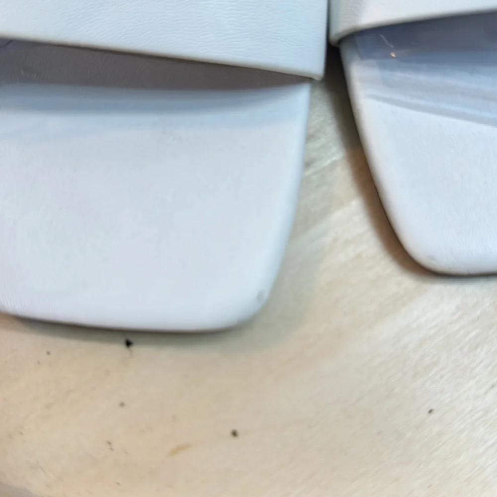 White ASOS Square Toe Ankle Strap Block Heel Sandals Size 7 - Picture 7 of 9